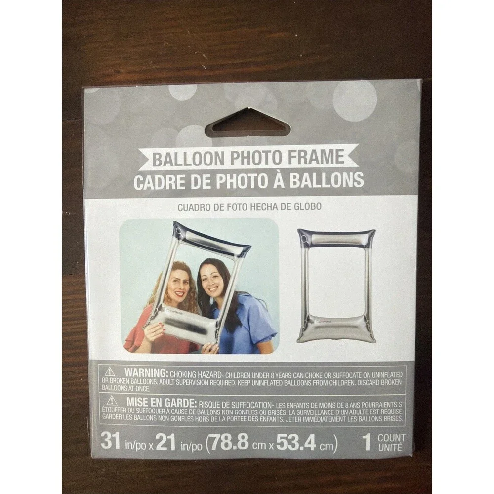 5 Silver Balloon Photo Frame Selfie Prop Photobooth Party Event Wedding Birthday